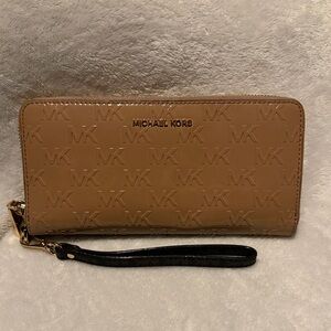 Michael Kors Brown Embossed Wristlet